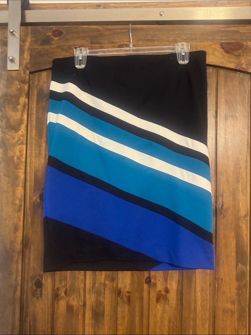 Lane Bryant Diagonal Stripe Pencil Skirt in Black, Blue & White